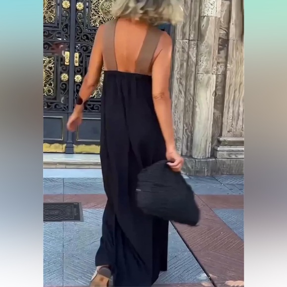 Black & Tan Maxi Halter Dress - Picture 3 of 5